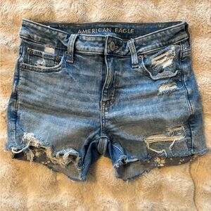 American Eagle Outfitters Light Blue Ripped Jean Shorts
